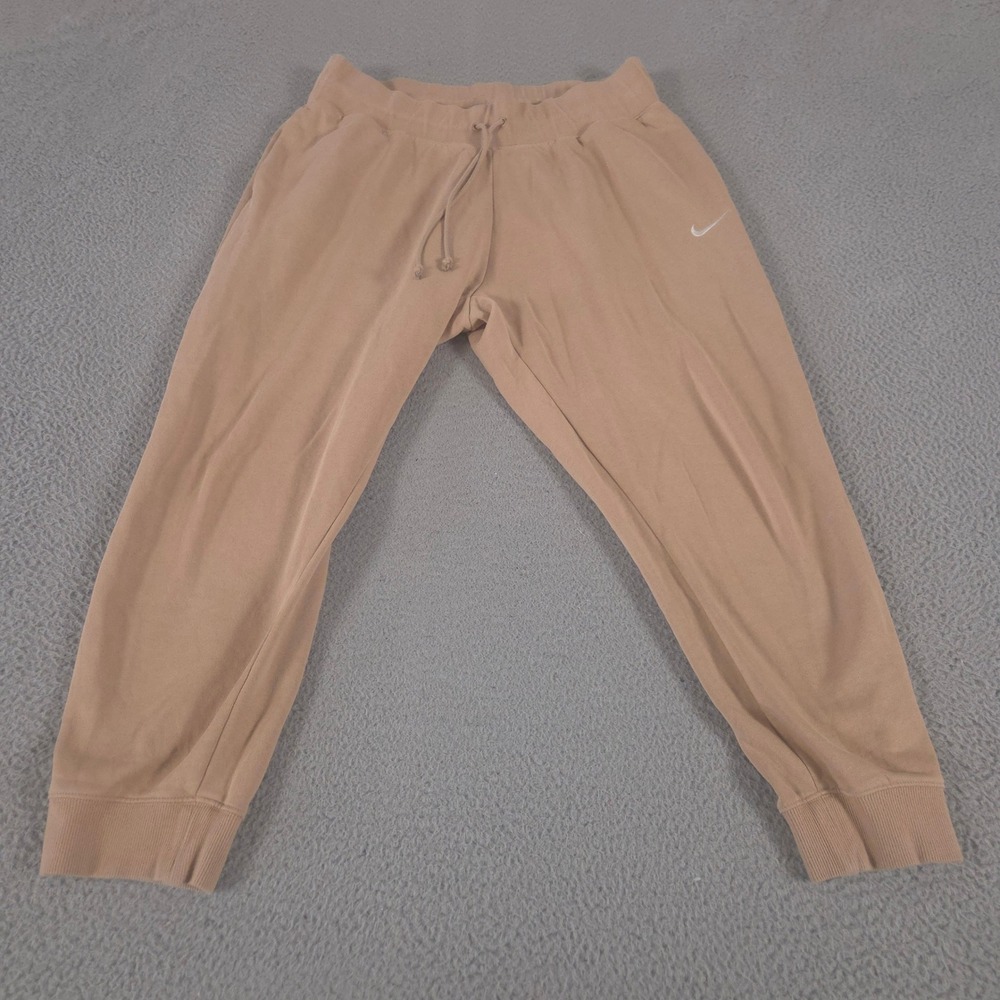 Nike Sweatpants Womens 1X Tan Jogger High-Waisted Oversized Fleece Swoosh Logo